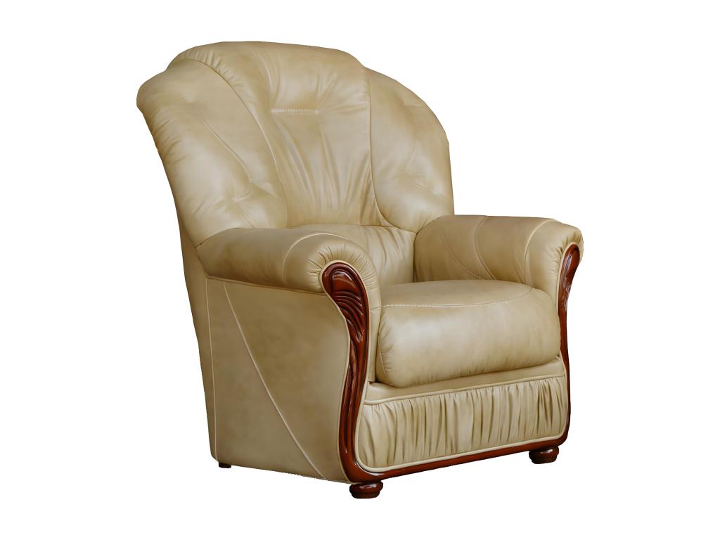 Fauteuil cuir de buffle beige Mobenze QANP29986