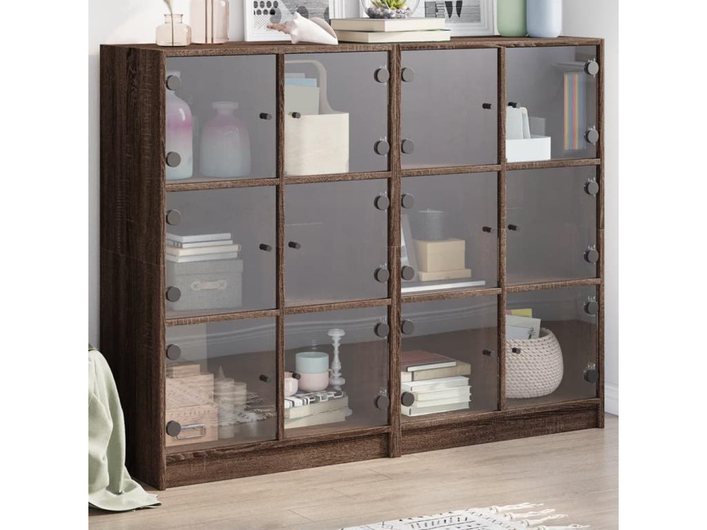 Bibliothèque avec portes chêne marron 136x37x109 FVJH81695