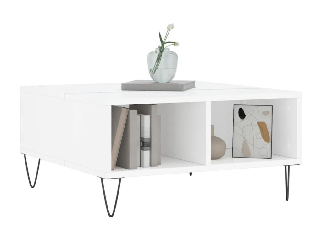 Table basse blanc brillant 60x60x30 cm Mobenze d'ingénierie KAJF39066