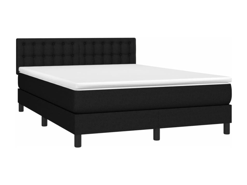 Sommier à Luxameub de lit avec matelas LED Noir 140x190 cm Tissu QHWC43610