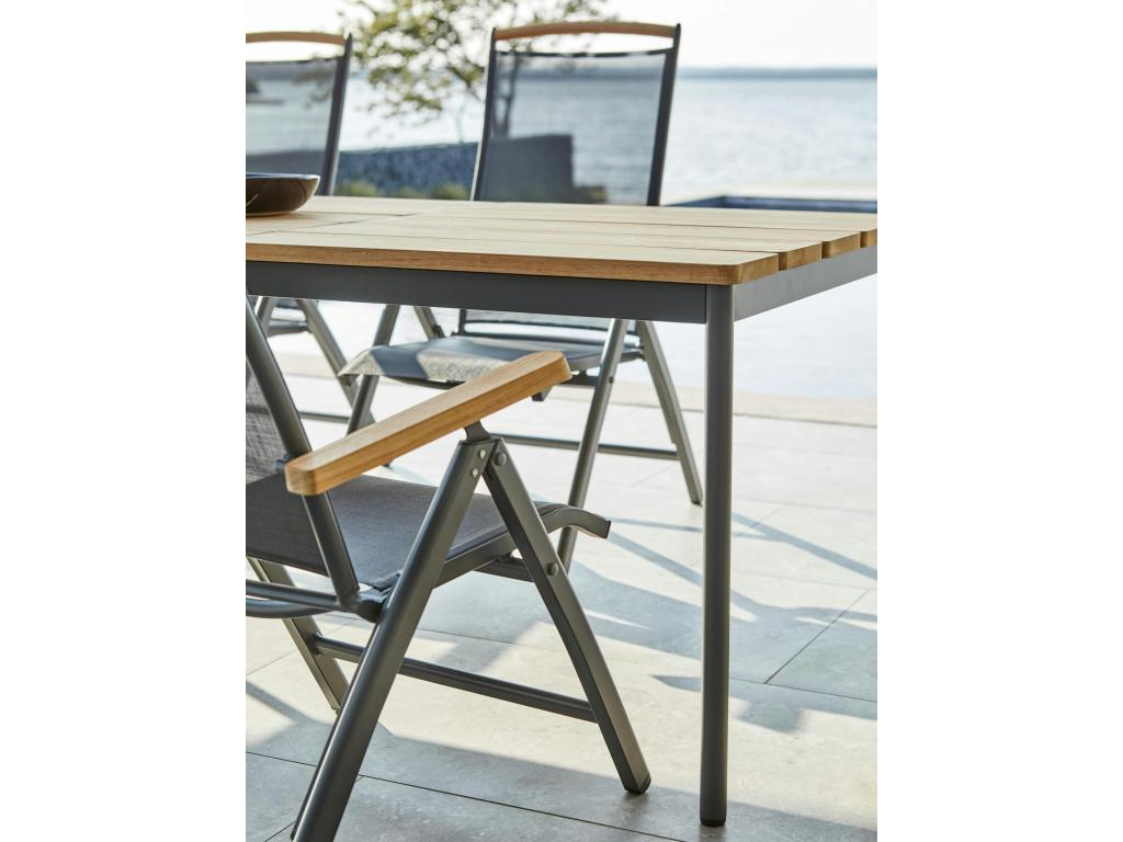 Table de jardin en aluminium gris ardoise et teck 238 cm Mobenze BWNW13584