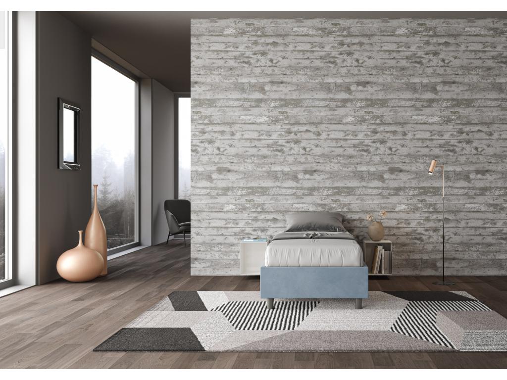 Lit sommier avec conteneur capitonné 80x210 Boislis microfibre bleu JLMB62445