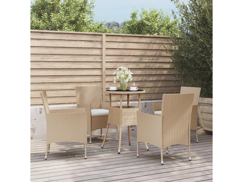 Ensemble de Boislis de jardin 5 pcs coussins beige poly rotin UXPA01324