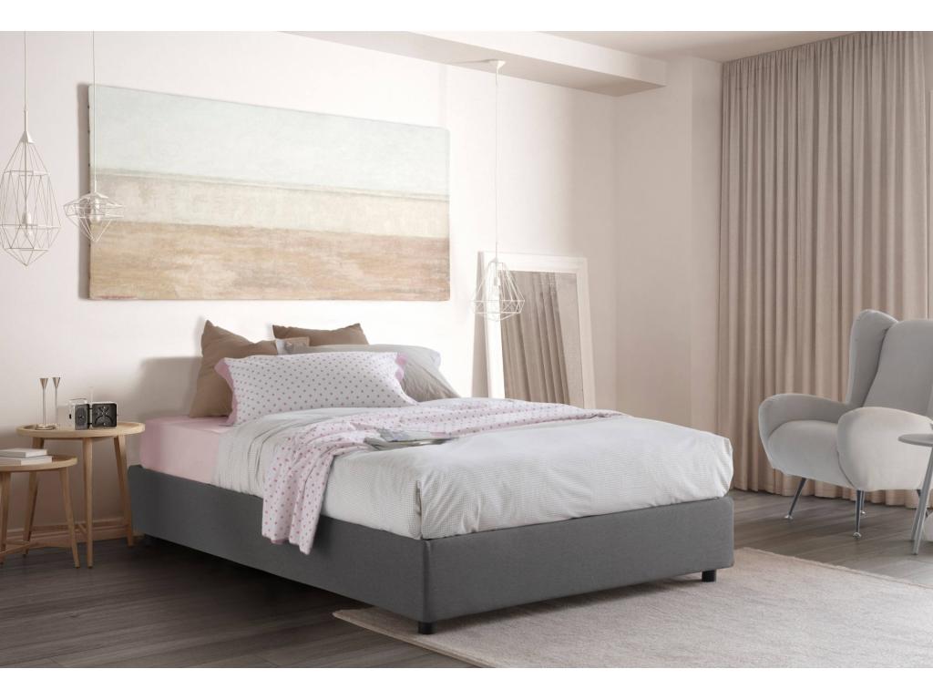 Lit double Boislis Lit coffre avec revêtement en tissu Made in Italy Ouverture frontale avec matelas 160x200 cm inclus Gris LKXS36925