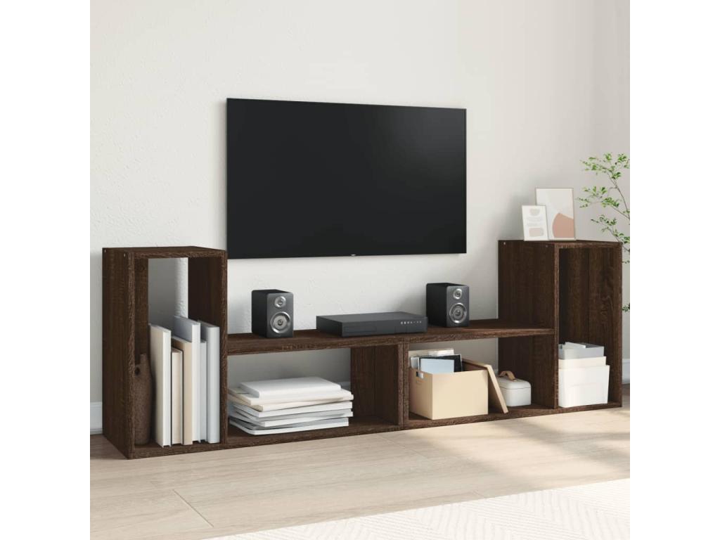 Meubles TV 2 pièces chêne marron 75x30x50 cm bois ingénierie MGBK27035
