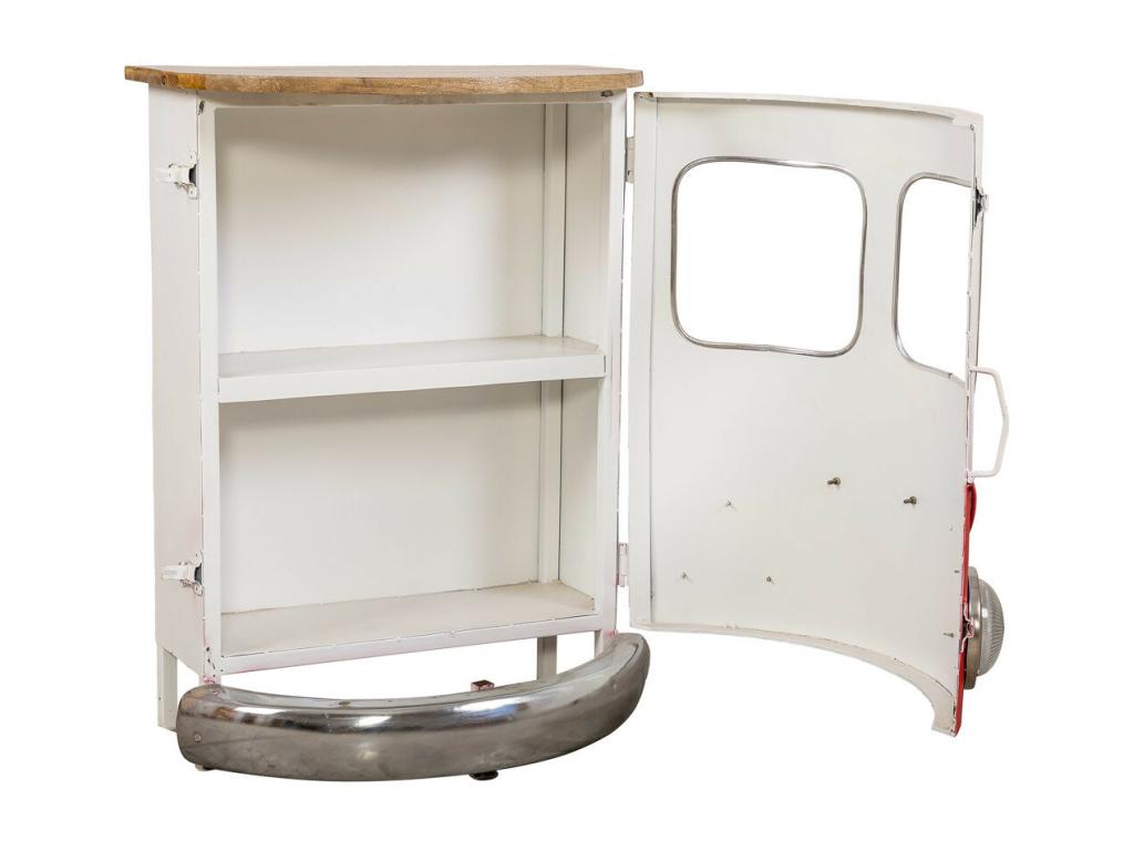 Console fourgon en bois et métal rouge 50x32x75h YHKN50173