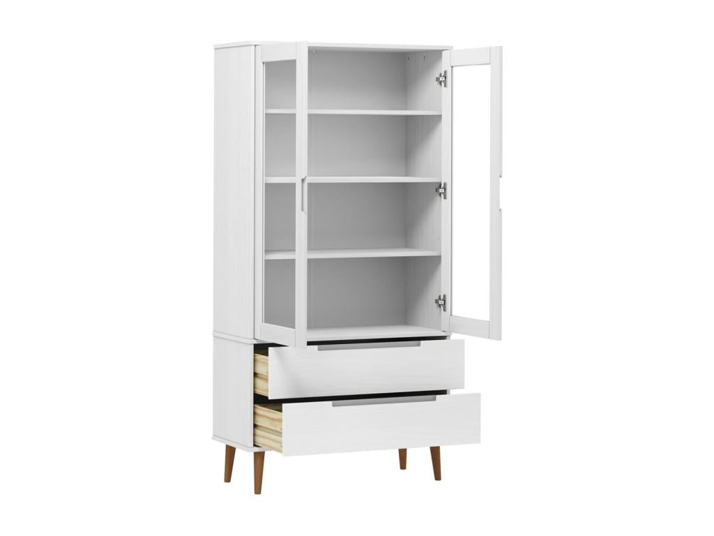 Armoire à vitrine Mobenze Blanc 90x35x175 cm Mobenze de pin massif MXDP38635