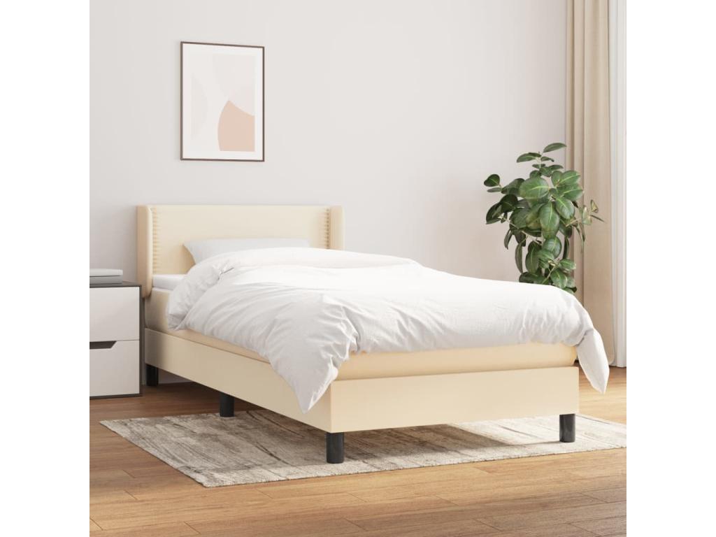 Lit à sommier tapissier et matelas Crème 90x190 cm Tissu WOZF92872