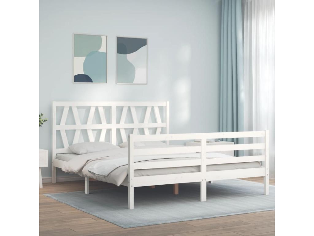 Cadre de lit avec tête de lit blanc Mobenze Size Mobenze massif CVCX67217