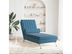 Chaise longue de massage avec traversin bleu velours FEGU47556