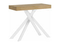 Console extensible 90x40/300 cm Mobenze chêne nature pieds blancs ZAKR20199