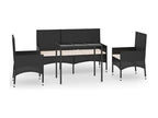 Salon de jardin 4 pcs avec coussins Noir Résine tressée ZEW13431
