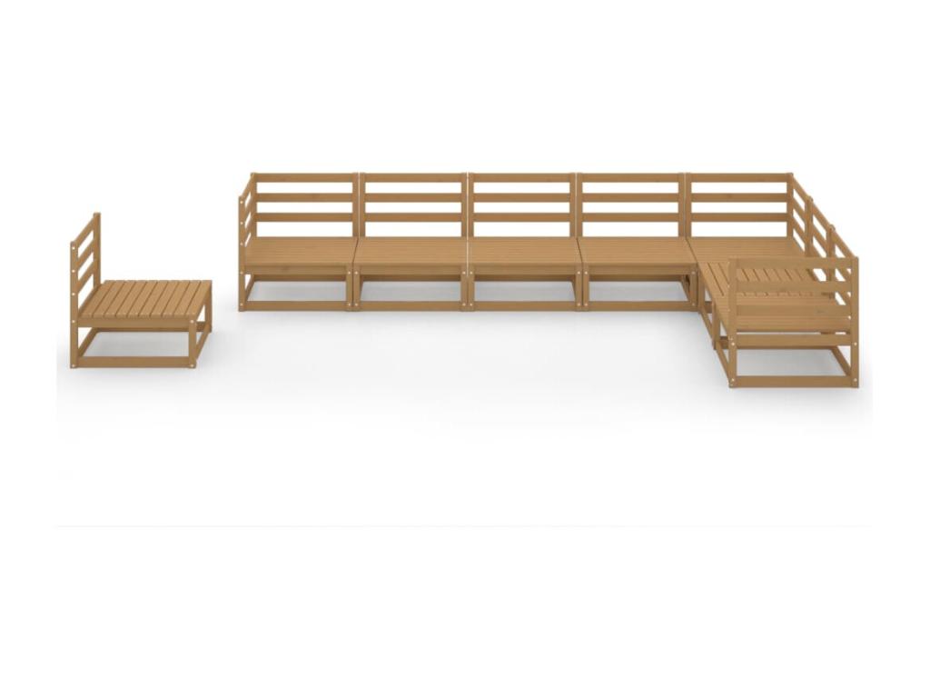 Salon de jardin 8 pcs marron miel Mobenze de pin massif LYMG07952