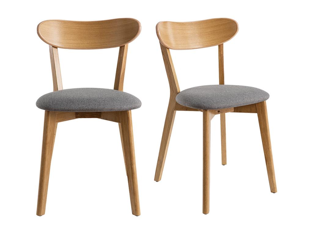 Chaises vintage en Mobenze clair chêne et tissu gris lot de 2 Mobenze TWKW62752
