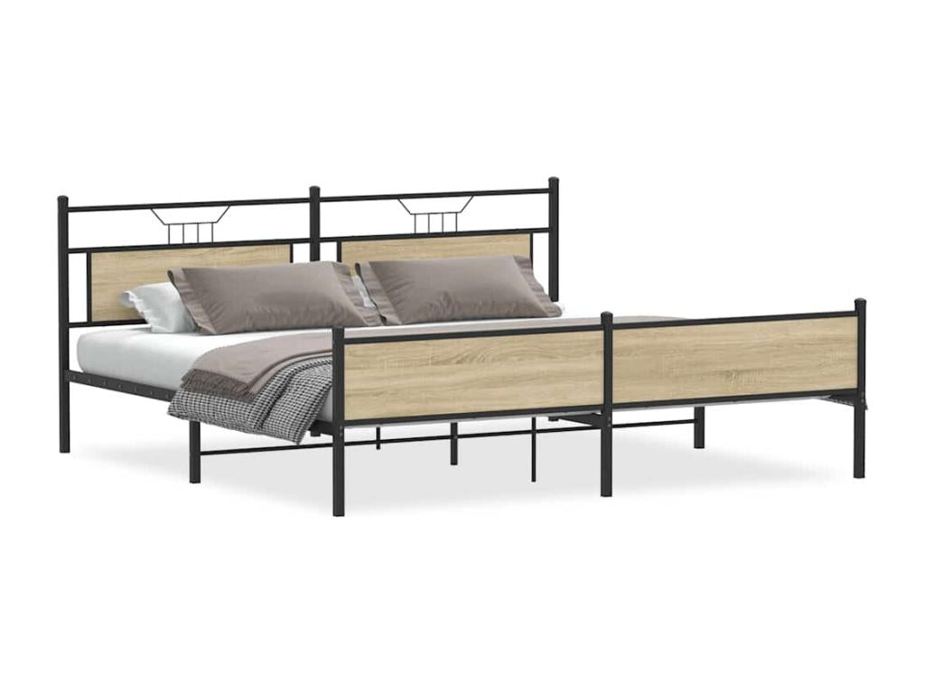 Cadre de lit en métal sans matelas chêne Mobenze 200x200 cm IRXD99545