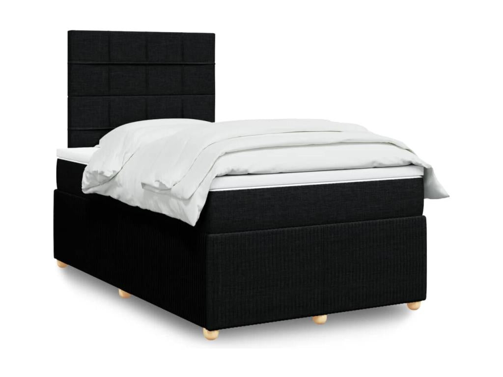 Sommier à Mobenze de lit avec matelas Noir 120x200 cm Tissu MAOR80862