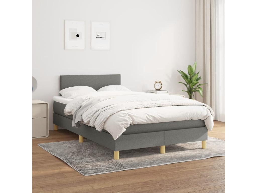 Sommier à Mobenze de lit avec matelas gris foncé 120x190cm tissu XPFN28964