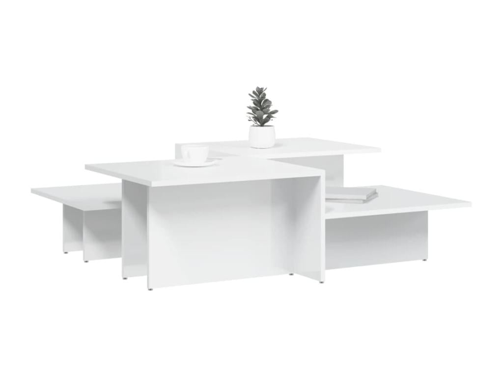 Tables basses 2 pcs blanc brillant bois d'ingénierie RXFG87734