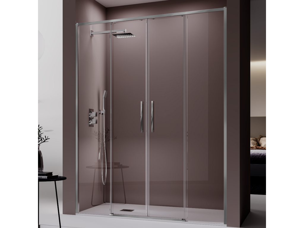 Paroi de douche 2 verres fixes 2 portes coulissantes Mobenze 134-136.6 cm OYZR39184