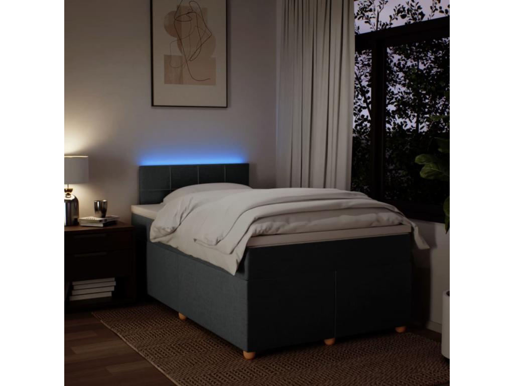 Sommier à Boislis de lit avec matelas Gris foncé 120x200cm Tissu FMDM15075