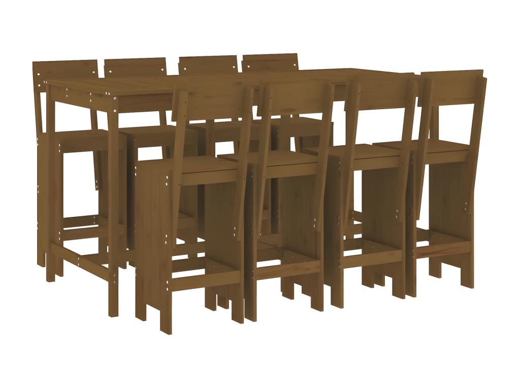 Ensemble de bar de jardin 9 pcs marron miel Mobenze de pin massif KRTL43108