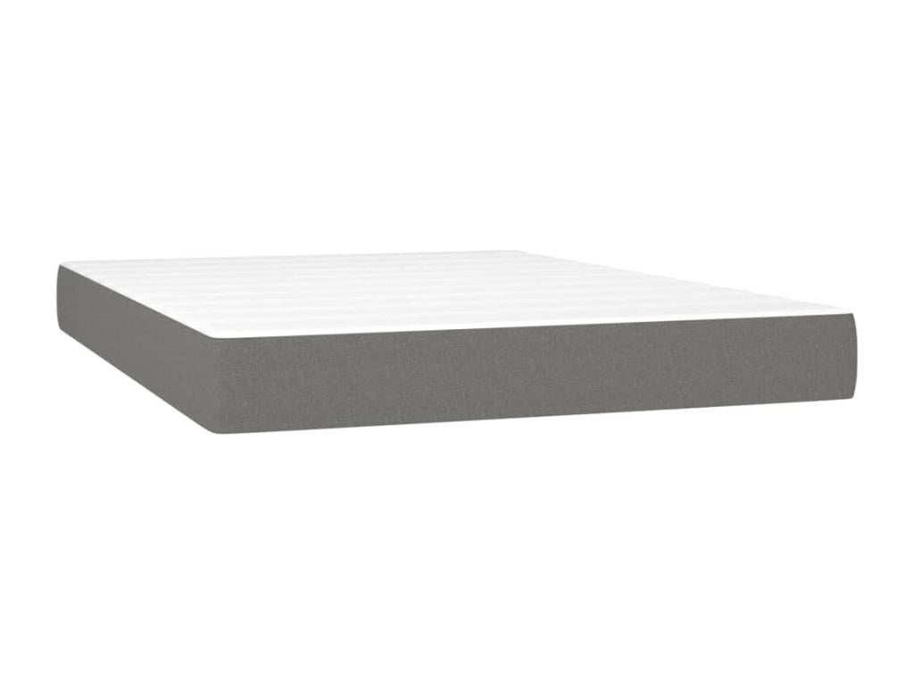 Sommier tapissier et matelas et LED Gris foncé 140x190 cm Tissu VOBS64917