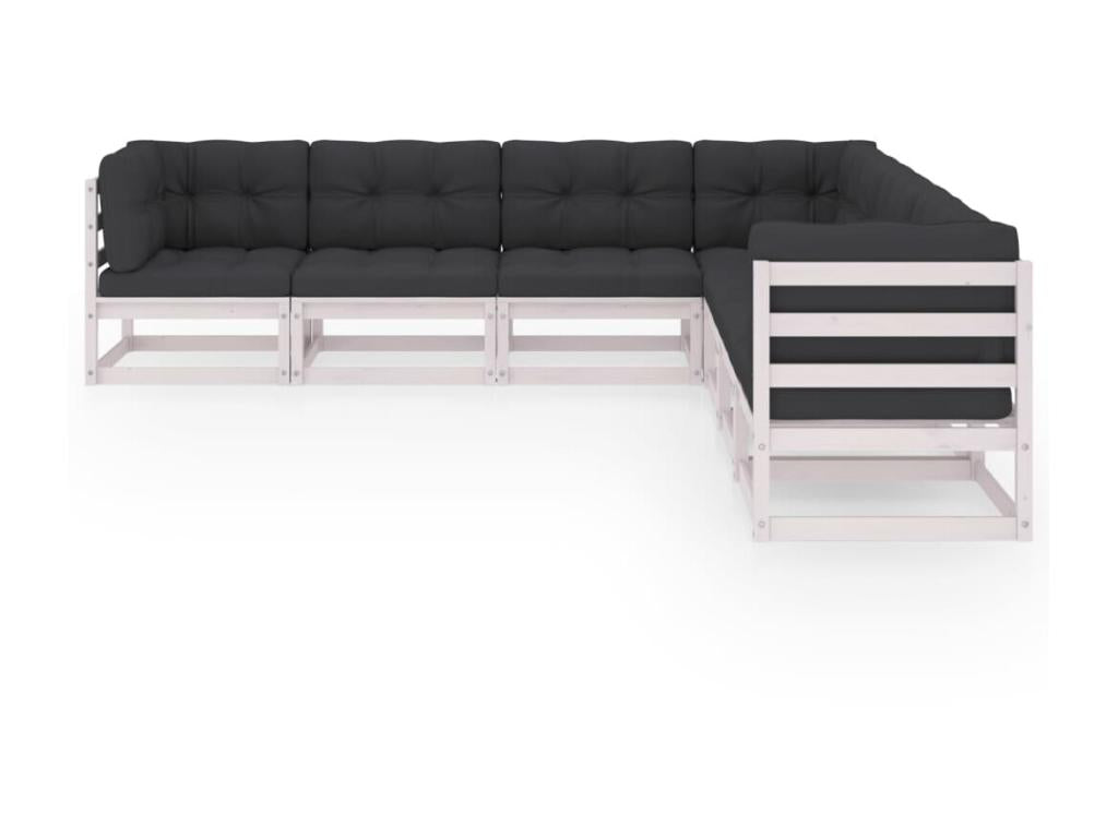 Salon de jardin 7 pcs avec coussins Bois de pin massif 13 UZQJ65708