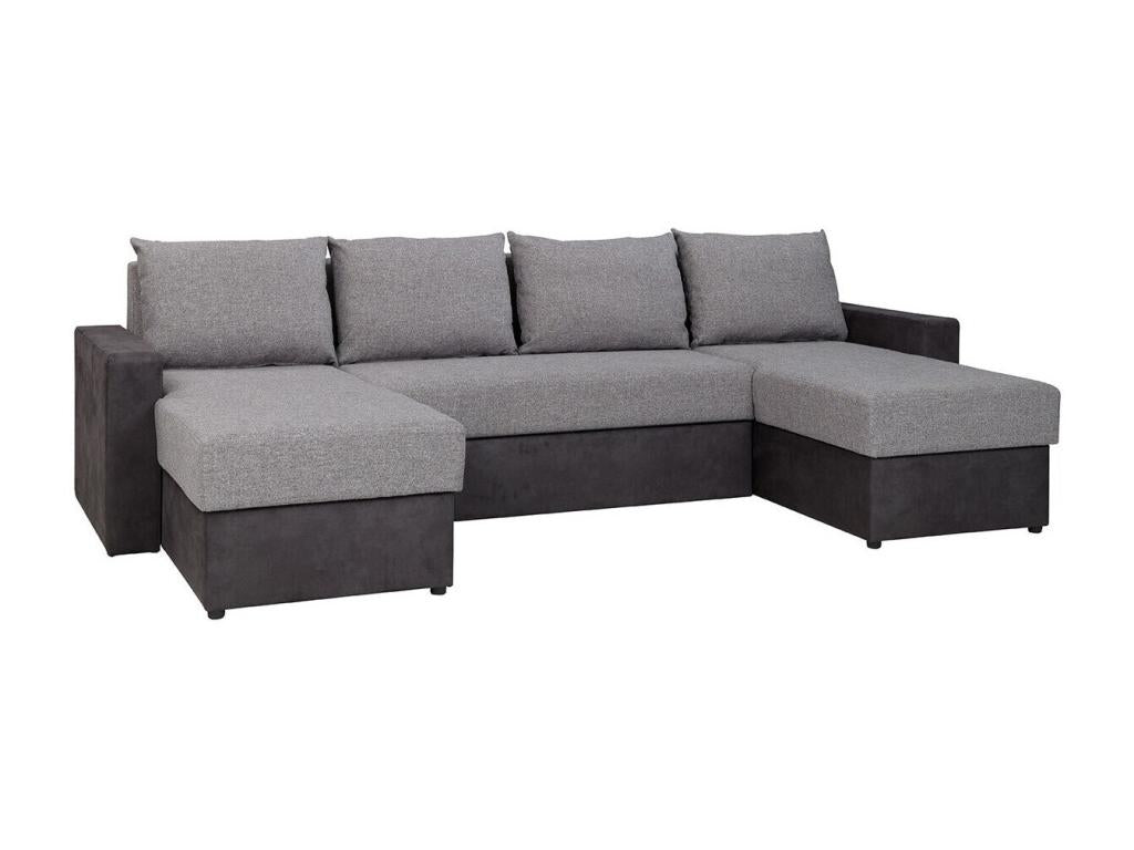 Canapé d'angle Mobenze 143 Gris Fonction de couchage Boîte de literie 300x156x89cm FGKH20812