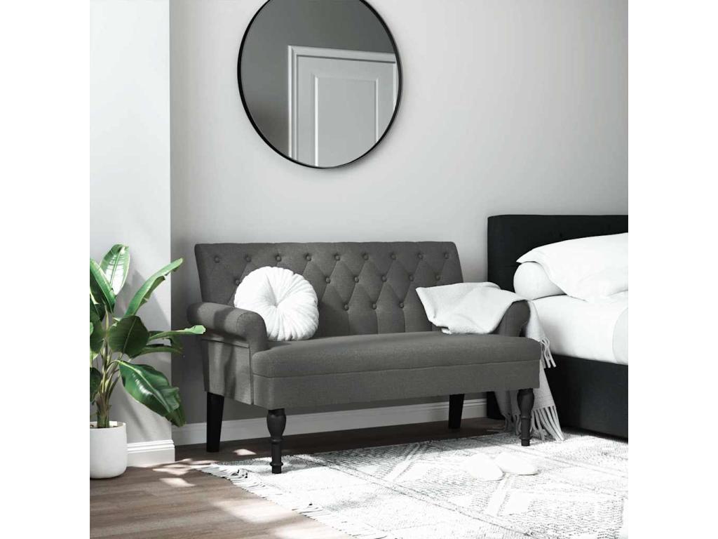 Banc avec dossier gris foncé 120x62x75.5 cm tissu BAJS25642