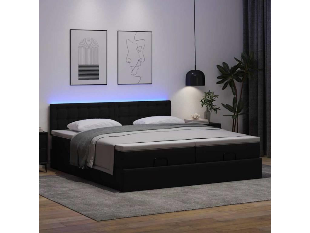 Cadre de lit PINPAI avec matelas noir 160x200 cm similicuir EDRJ79918