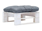 Repose-pied palette de jardin avec coussin gris Blanc Bois ZDJO32504