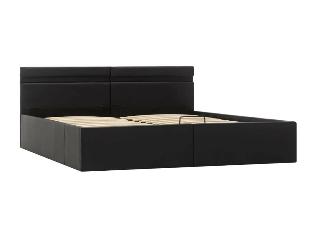 Lit à rangement avec LED Noir Similicuir 180x200 TBST01512