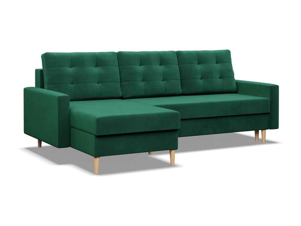 Canapé d'angle avec fonction couchage Coussin réversible Vert MYYG42650