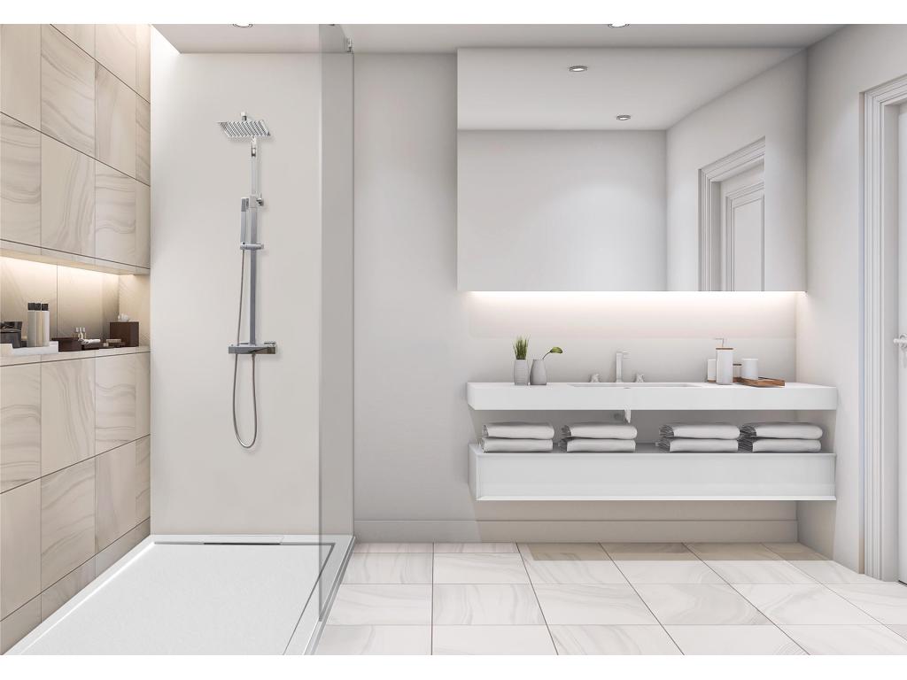 RECEVEUR DE DOUCHE 110x80 cm Ligne Bianco Mobenze en résine et poudre de marbre avec grille latérale en résine de marbre EOTB63141