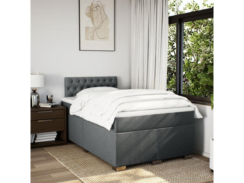 Sommier à Boislis de lit avec matelas gris foncé 120x190cm tissu CPTV23370