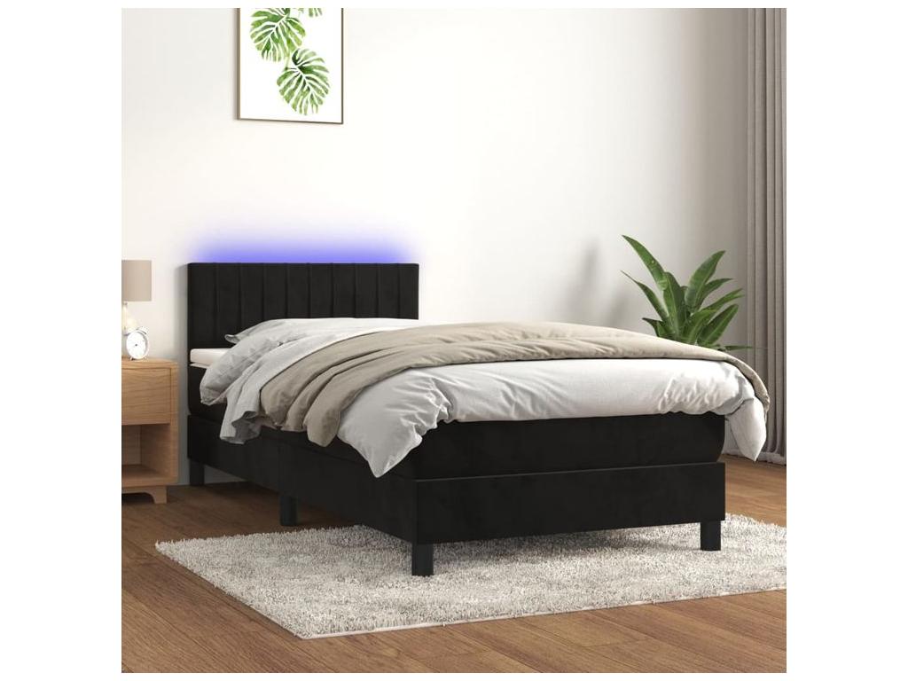 Sommier à Boislis de lit avec matelas et LED Noir 100x200 ZXMA77578