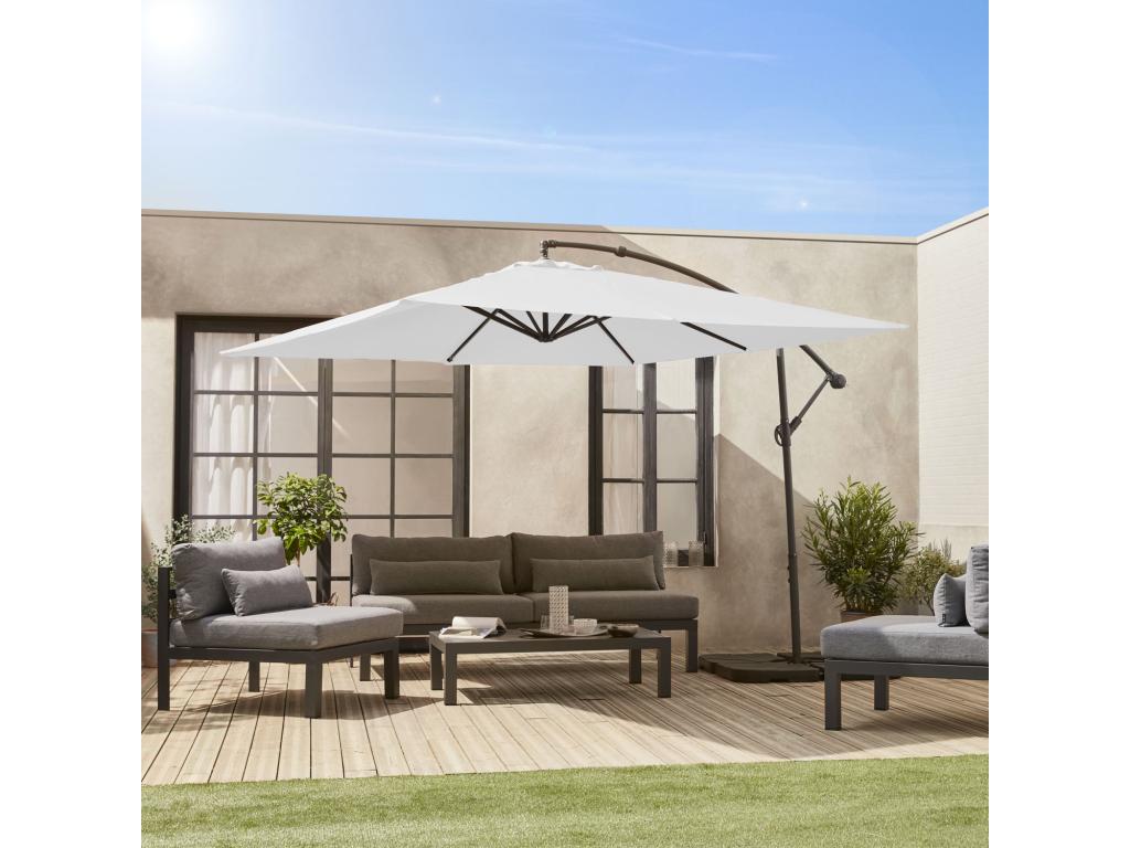 Parasol déporté carré 3x3m - Mobenze 3x3m - Ecru - Mobenze anti-retour - Toile déperlante - Facile à utiliser BREQ63208