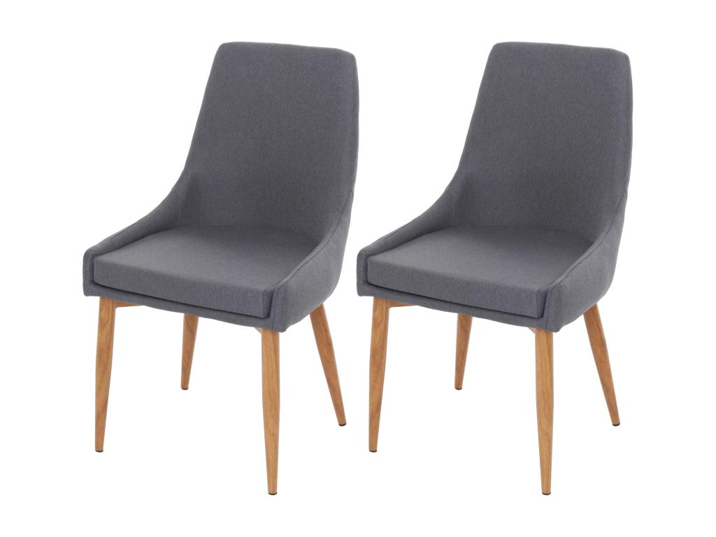 2x chaise de salle à manger Mobenze-B44 II fauteuil style rétro - tissu gris foncé JGSV22813