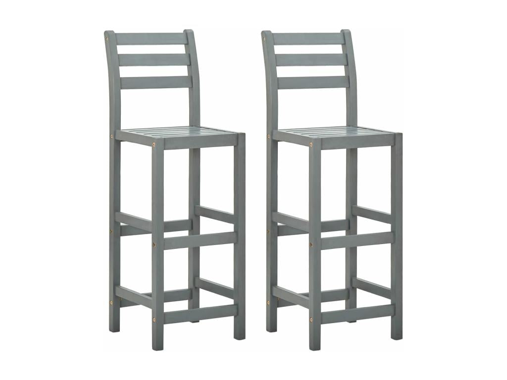 Tabourets de bar lot de 2 gris bois d'Boislis massif TJWI35058