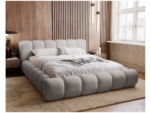 Boislis Lit avec sommier 140x200 Cloud - Lit rembourré Lit adulte - Lit double avec Rangement tête de lit - Velvet Gris Boislis 21 XIHC58533