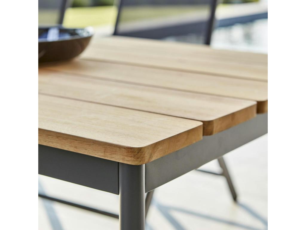 Table de jardin en aluminium gris ardoise et teck 238 cm Mobenze BWNW13584