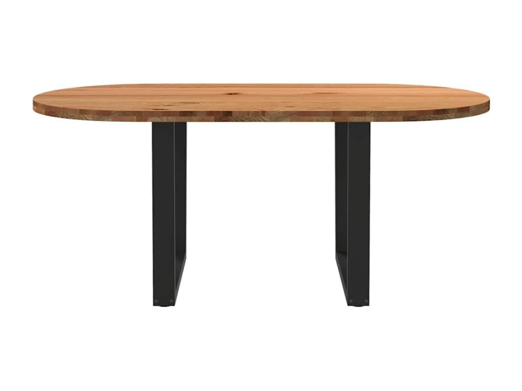 Table à manger marron clair Mobenze de chêne massif ovale MRQG42039