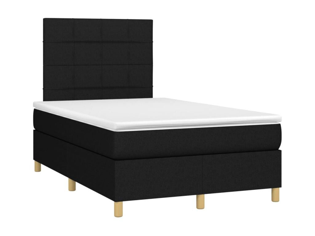 Sommier à Boislis de lit et matelas et LED Noir 120x200 cm Tissu ZGJA13273
