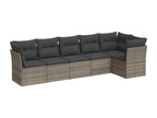Salon de jardin 6 pièces avec coussins gris résine tressée QVJE12107