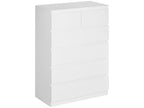 Commode 6 tiroirs style contemporain dim- 80L x 39l x 115H cm poignées invisibles blanc FUXF61407