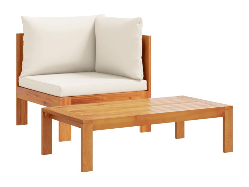 Salon de jardin avec coussins 4 pièces bois d'Boislis massif ZHWB17895