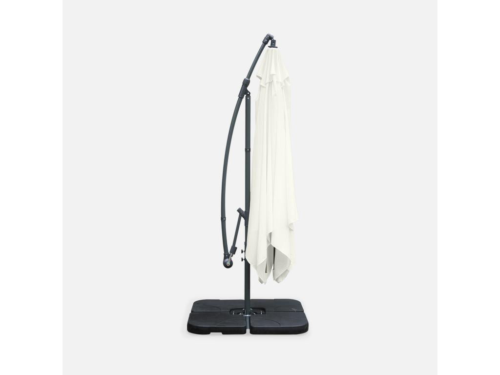 Parasol déporté carré 3x3m - Mobenze 3x3m - Ecru - Mobenze anti-retour - Toile déperlante - Facile à utiliser BREQ63208