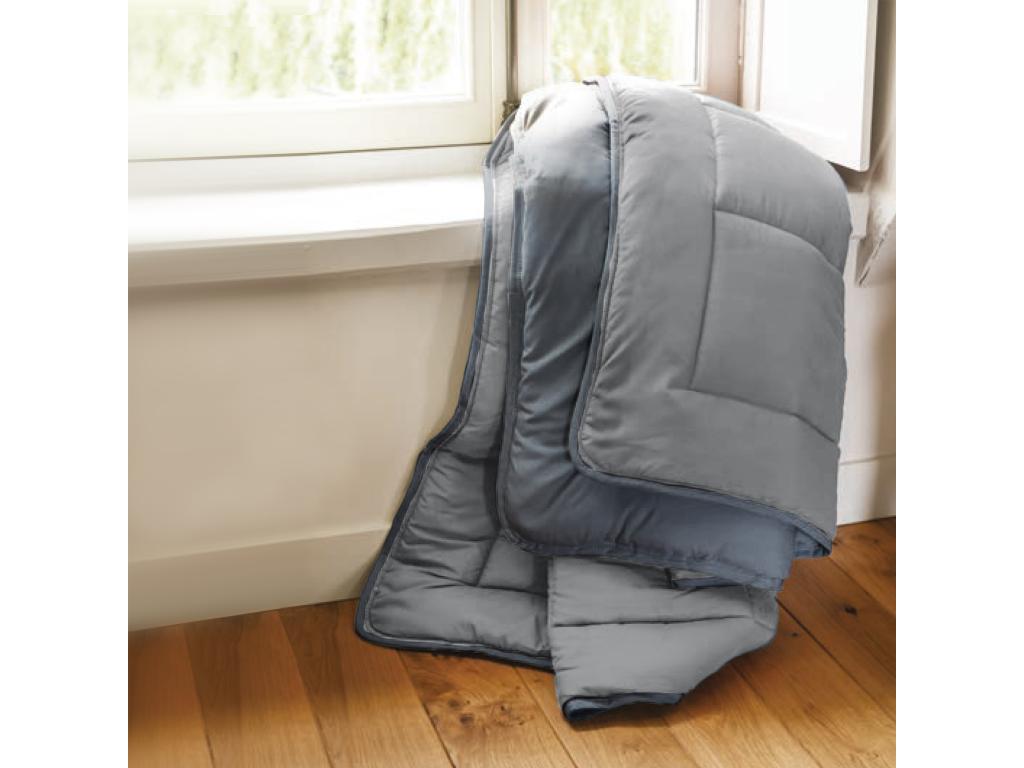 Couette été 240x220 cm Boislis BICOLORE Acier/Argent garnissage fibre polyester 200 g/m2 YVET42203