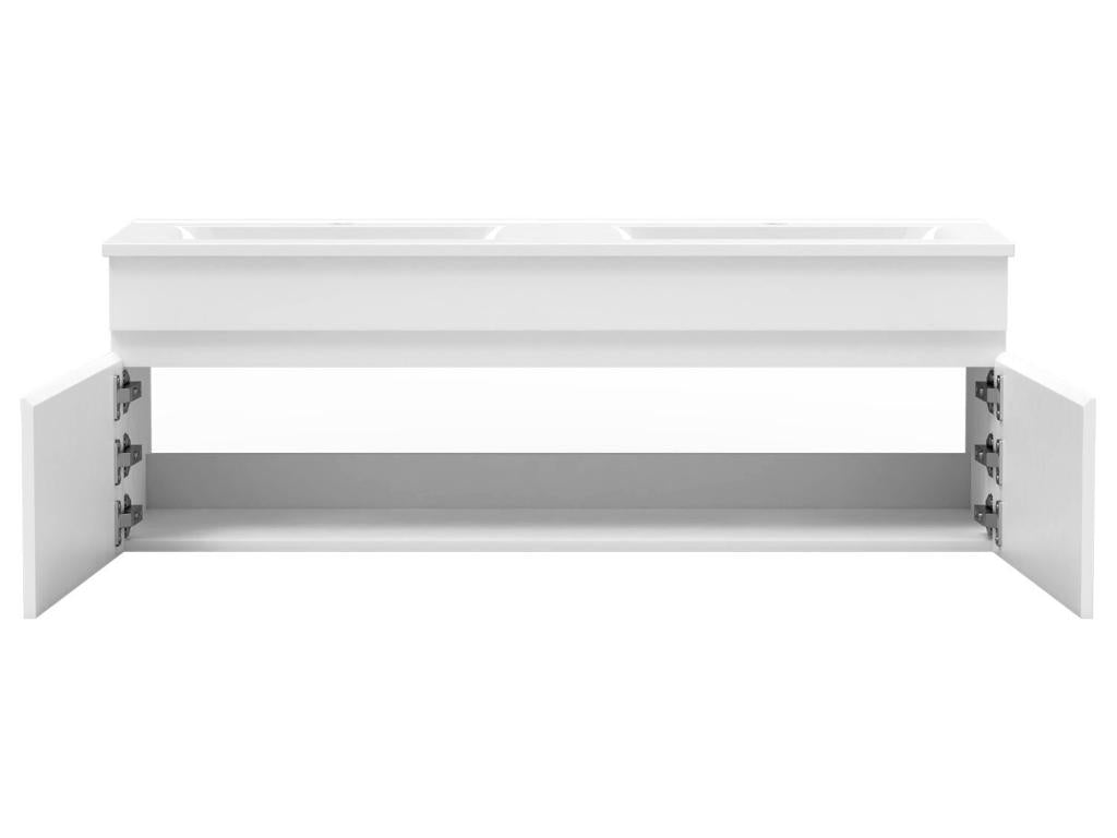 Meuble Salle de Bain 120cm double vasque colonne miroir LED Blanc GZHH03720