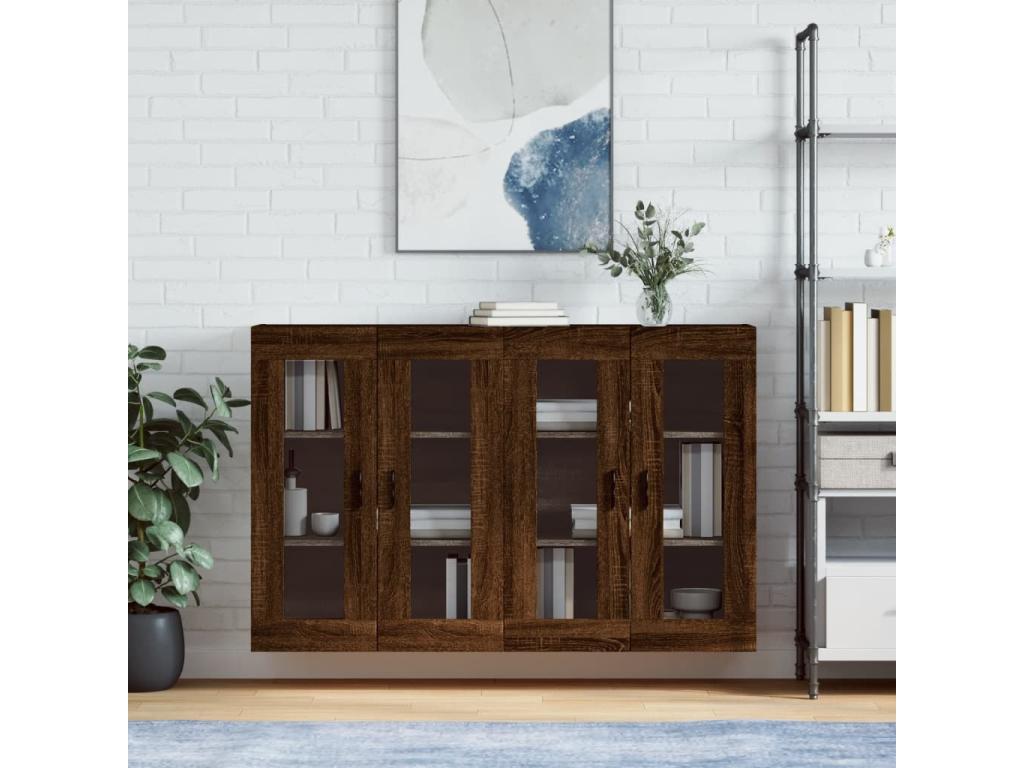 Armoires murales 2 pièces chêne marron bois d'ingénierie HAVI57091